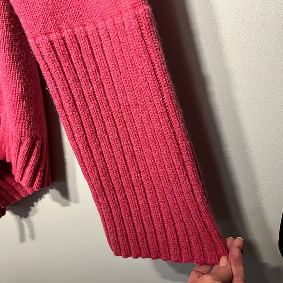 Tuckernuck Sweater Pink Wool Cashmere Chunky Cozy Knit Hi Lo Ribbed Sleeve Hem M - Picture 2 of 6